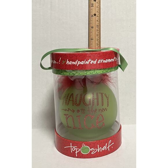 Top Shelf Handpainted Ornament Naughty is the New Nice Marabou Feather Boa Trim - Picture 7 of 7